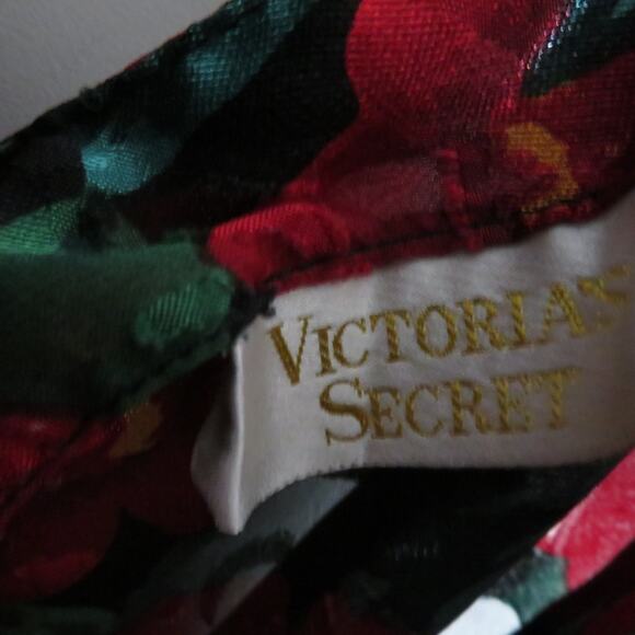 Victoria's Secret Womens Sz M Red Floral Vintage Gold Label Mini Slip Dress Bow - Picture 8 of 9